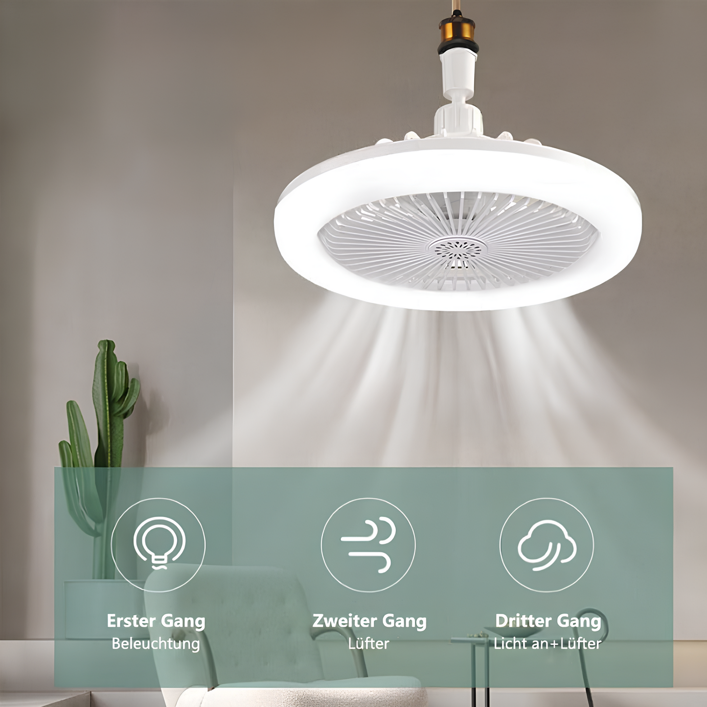 Rivoraa™ Ceiling Light – LED Rotatable Fan